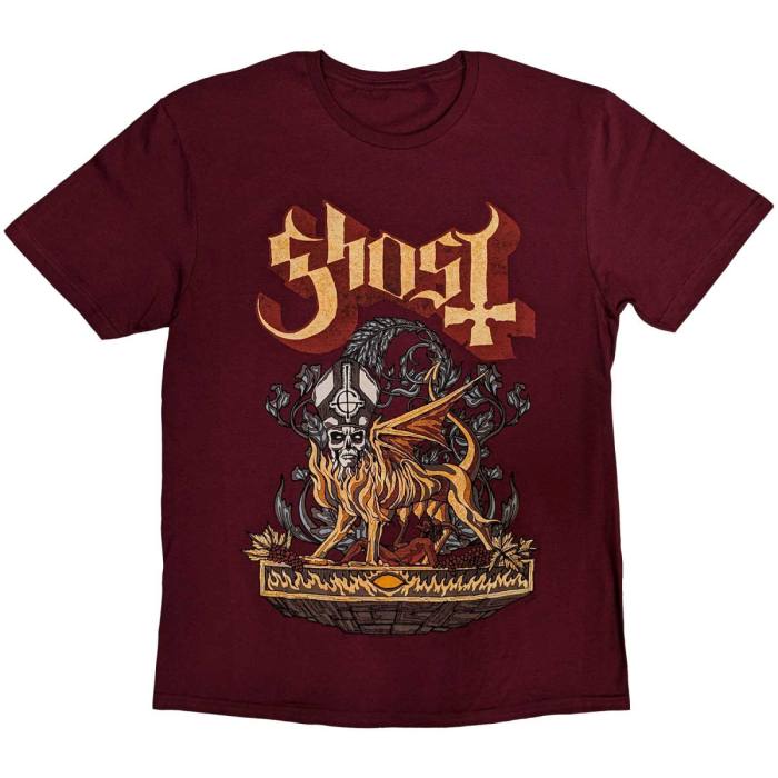 Ghost Unisex T-Shirt: Firemilk (Maroon Red) 123078