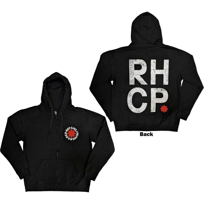 Red Hot Chili Peppers Unisex Zipped Hoodie: Red Asterisk 123329