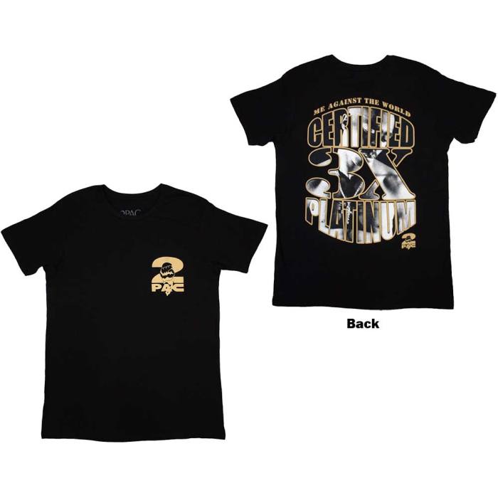 Tupac Unisex T-Shirt Platinum (črna, hrbtni potisk) 129296