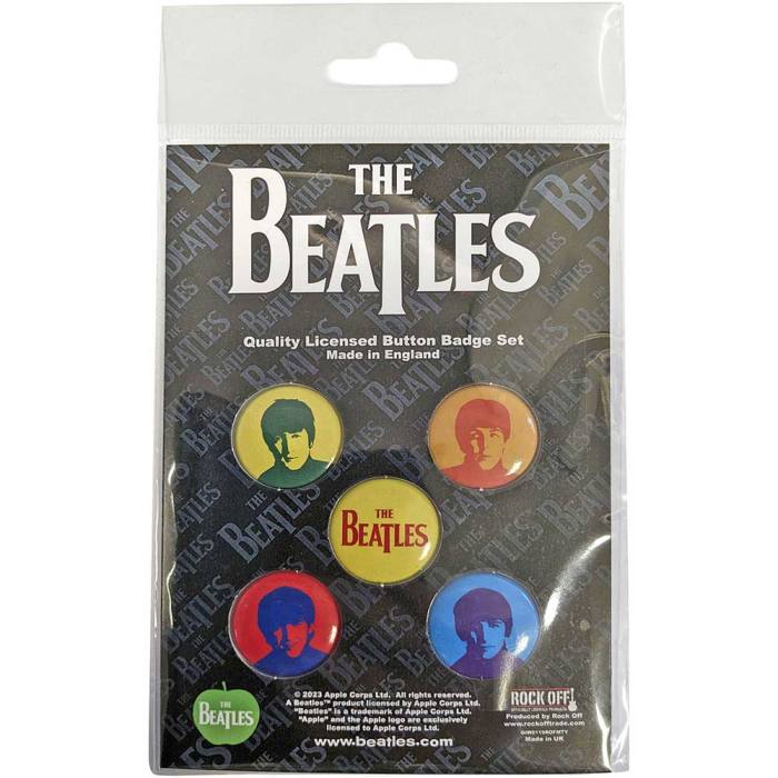 The Beatles Button Badge Pack: J,P,G&R Coloured 129654