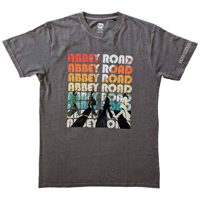 The Beatles Unisex T-Shirt: Abbey Stacked (Sleeve Print) 129766