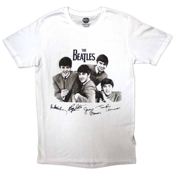 The Beatles Unisex T-Shirt: Mop Tops & Signatures 129827