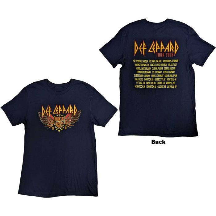 Def Leppard Unisex T-Shirt: Rock Of Ages Tour 2019 (Navy Blue) (Back Print & Ex-Tour) 130581