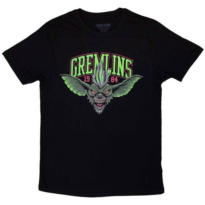 Gremlins Unisex T-Shirt: Stripe 1984 Green Logo (Black) 131238