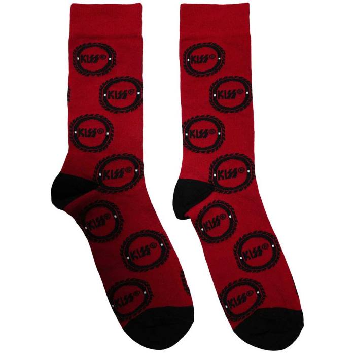 KISS Unisex Ankle Socks: Buzzsaw Logo Pattern (Rdeča) (Velikost UK 6 - 11) 131619