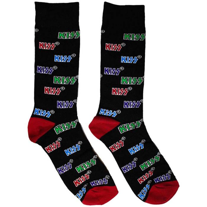 KISS Unisex Ankle Socks: Coloured Logos Pattern (Črna) (Velikost UK 6 - 11) 131623