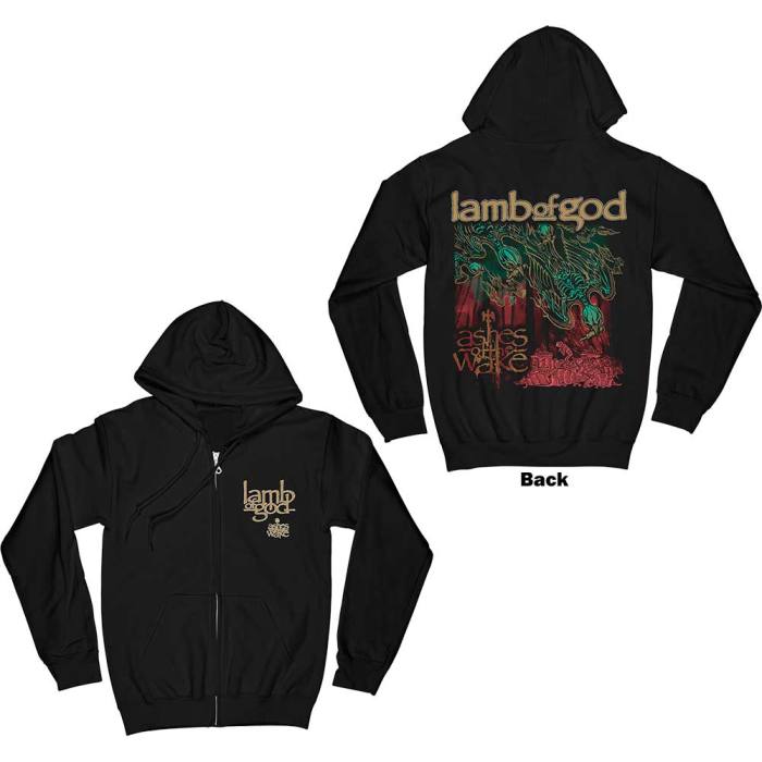 Lamb Of God Unisex Zipped Hoodie: Ashes of the Wake Album Cover (Back Print) 131687