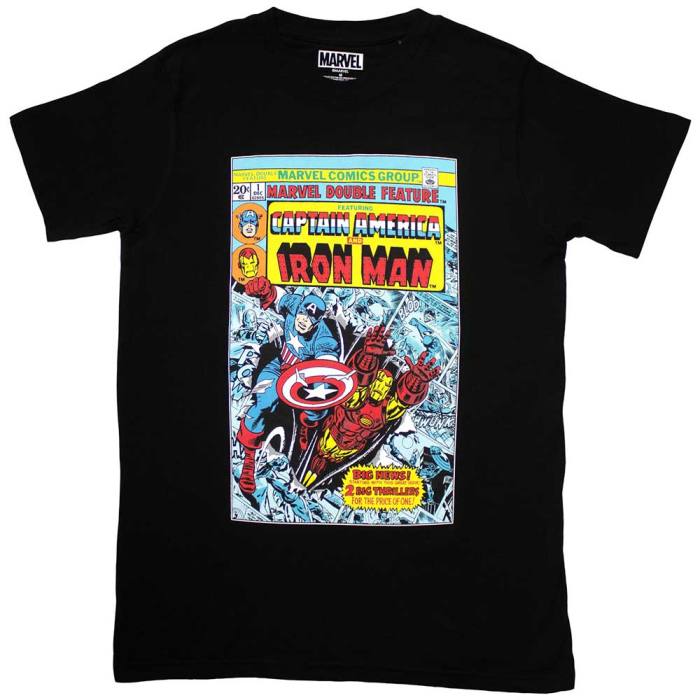 Marvel Comics Unisex T-Shirt: Captain America & Iron Man Comic Cover 132061