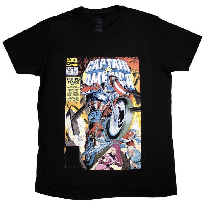 Marvel Comics Unisex T-Shirt: Captain America Wheel Comic Cover 132103