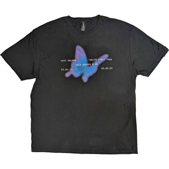 Post Malone Unisex T-Shirt: Pink Butterfly 2023 Tour (Ex-Tour) 133284