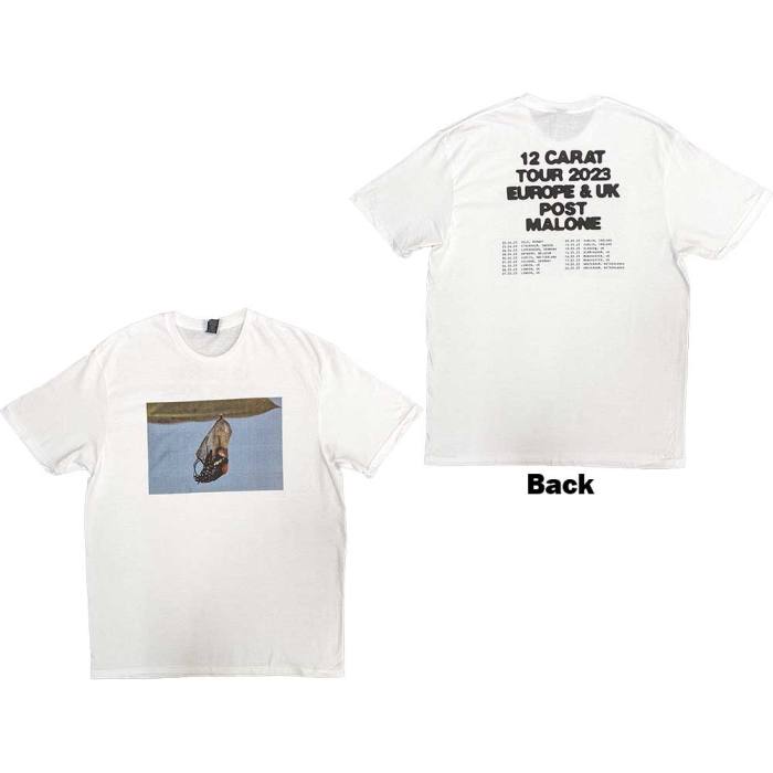 Post Malone Unisex T-Shirt: Resurface 2023 Tour Dates (bela, back print) (Ex-Tour) 133288