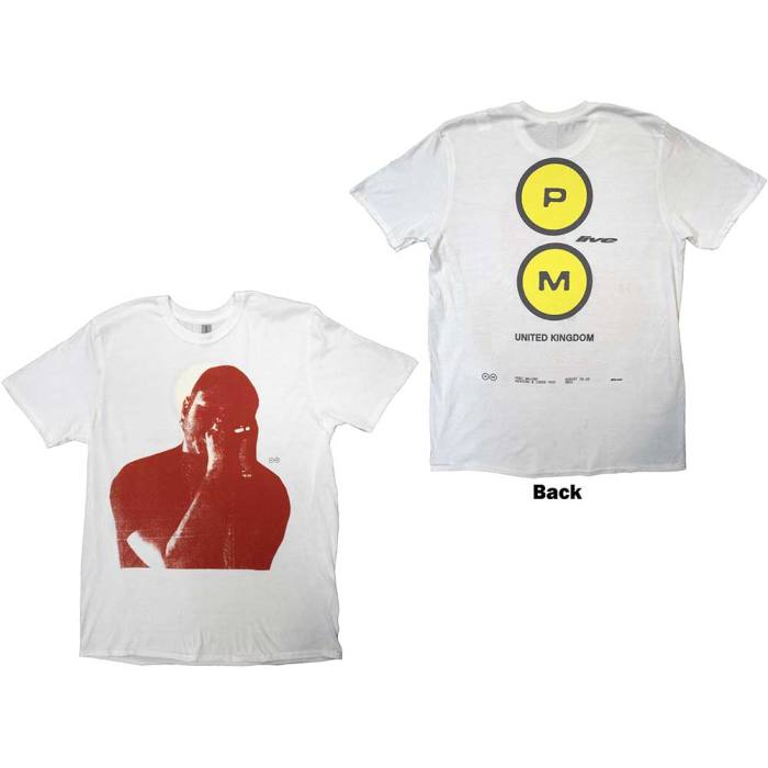 Post Malone Unisex T-Shirt: Red Photo Live (bela, back print, ex-tour) 133335
