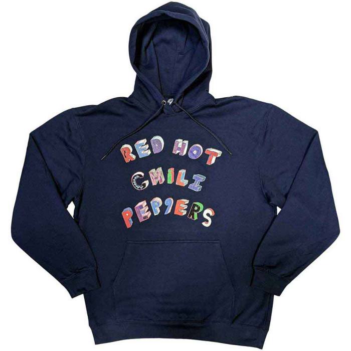Red Hot Chili Peppers unisex pulover Hoodie: Colourful Letters (temno moder) 133573