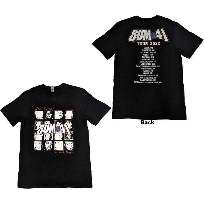 Sum 41 Unisex T-Shirt: AKNF Grid European Tour 2022 (Black) (Back Print & Ex-Tour) 134401
