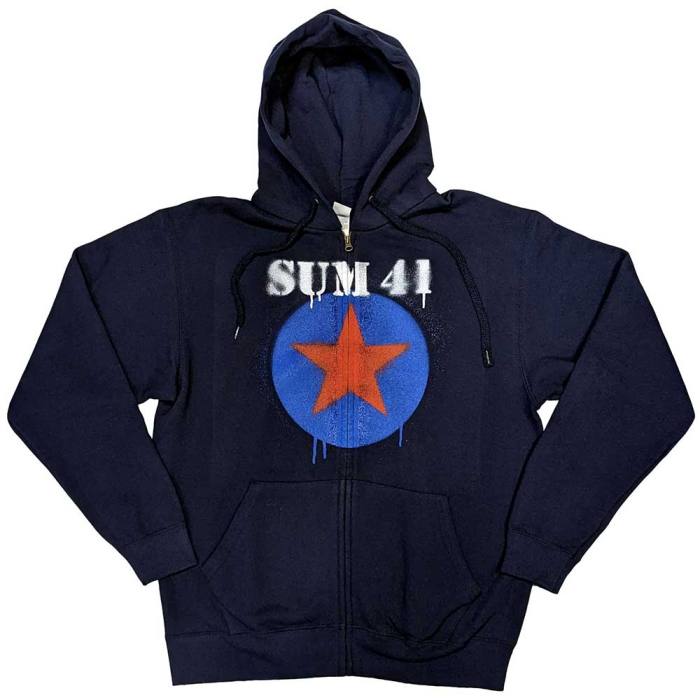 Sum 41 Unisex Zipped Hoodie: Star Logo (Ex-Tour) 134411