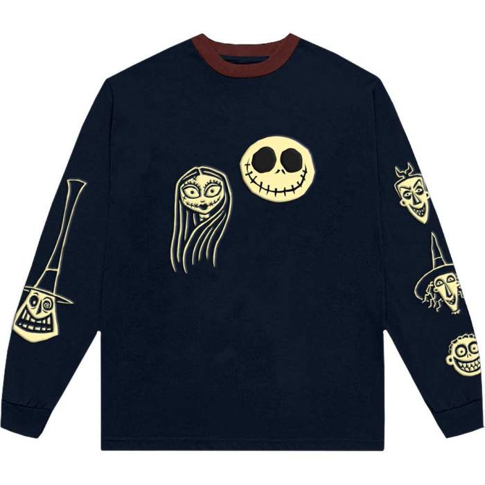 The Nightmare Before Christmas Unisex Long Sleeve T-Shirt: Faces AOP (Embellished) 134502