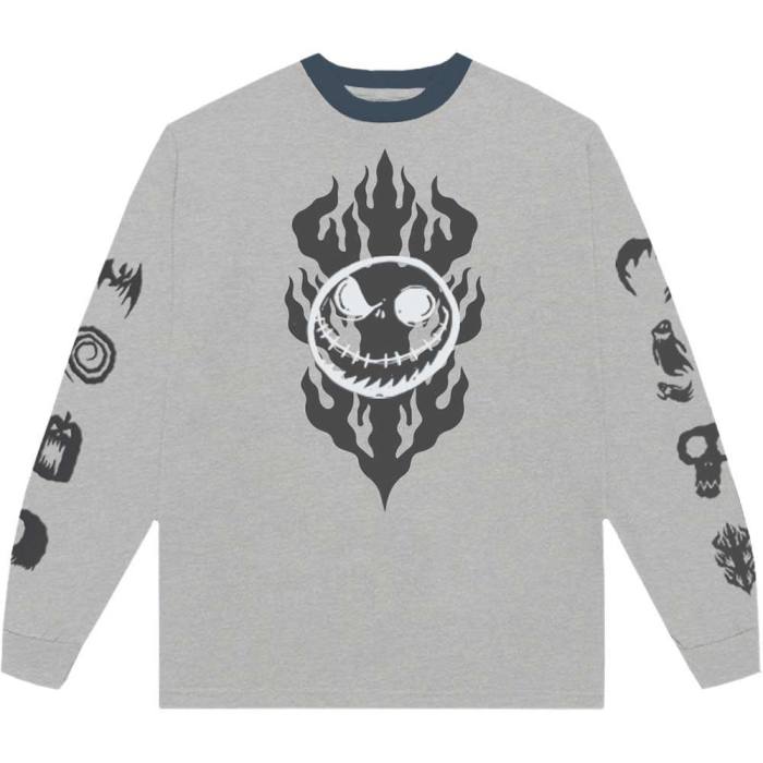 The Nightmare Before Christmas Unisex Long Sleeve T-Shirt: Flaming Jack (Embellished) 134508