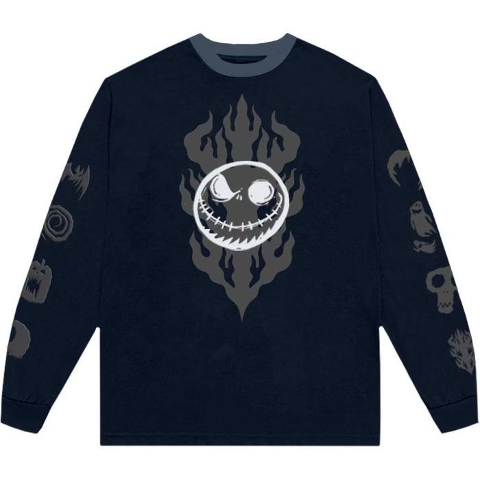The Nightmare Before Christmas Unisex Long Sleeve T-Shirt: Flaming Jack (Embellished) 134514