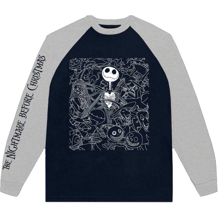 The Nightmare Before Christmas unisex Raglan T-Shirt: Jack Crowd (okrašena) 134550