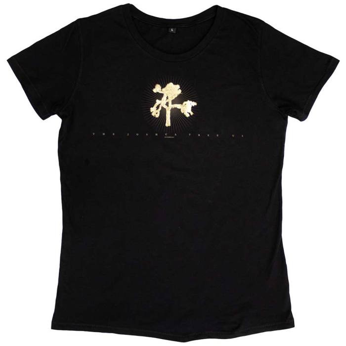 U2 Ladies Babydoll T-Shirt: Gold Tree Flock (črn) 134827