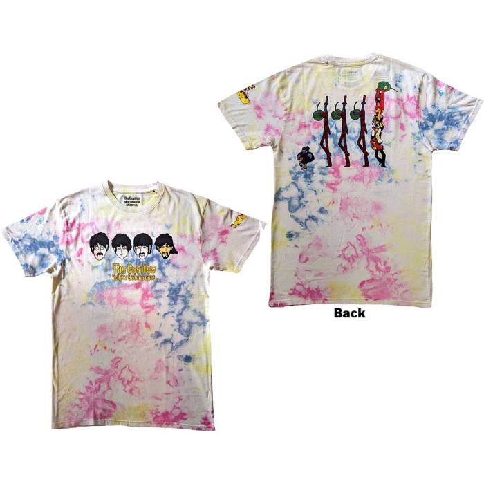 The Beatles Unisex T-shirt: Yellow Submarine Heads & Apple Bonkers (Bela) (Back Print & Wash Collection) 135046
