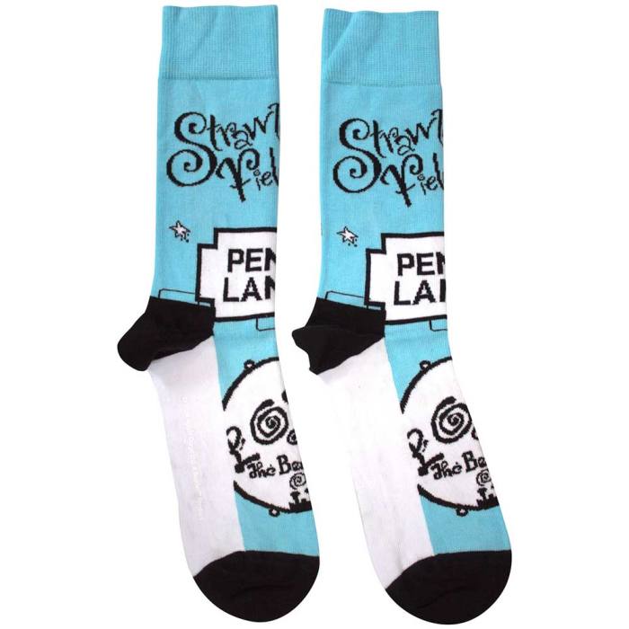 The Beatles Unisex Ankle Socks: Strawberry Fields/Penny Lane (Light Blue) (UK Size 7 - 11) 195982