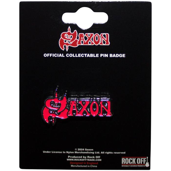 Saxon Pin Badge: Red Logo 200048