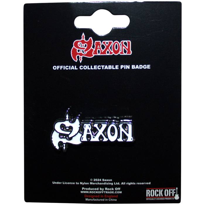 Saxon Pin Badge: White Logo 200049