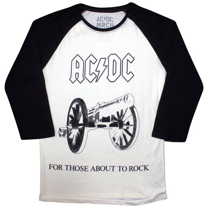 AC/DC Unisex Raglan T-Shirt: For Those About To Rock (Črno-belo) 201233