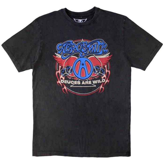 Aerosmith Unisex Stone Wash T-Shirt: Rainbow Spade 201479