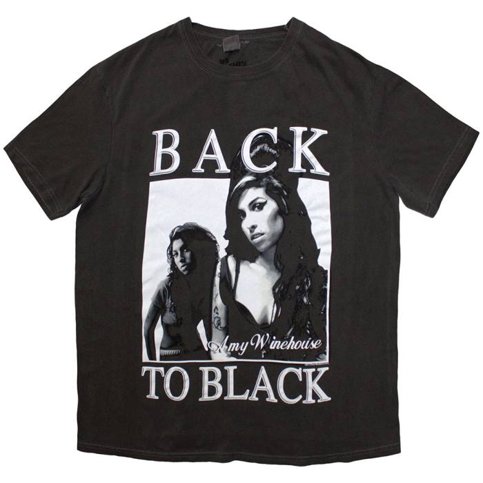 Amy Winehouse Unisex T-Shirt: Back To Black (Black Wash) (Wash Collection) 201596