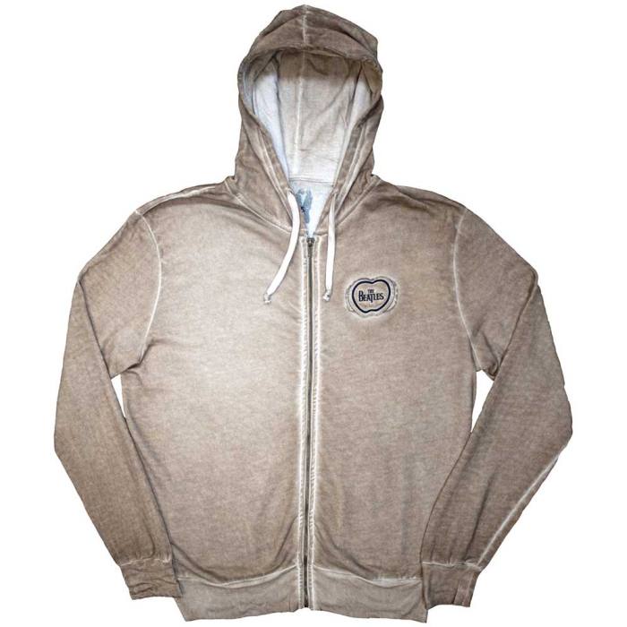 The Beatles Unisex Zipped Hoodie: Apple Logo Stone Wash (Grey) 201773