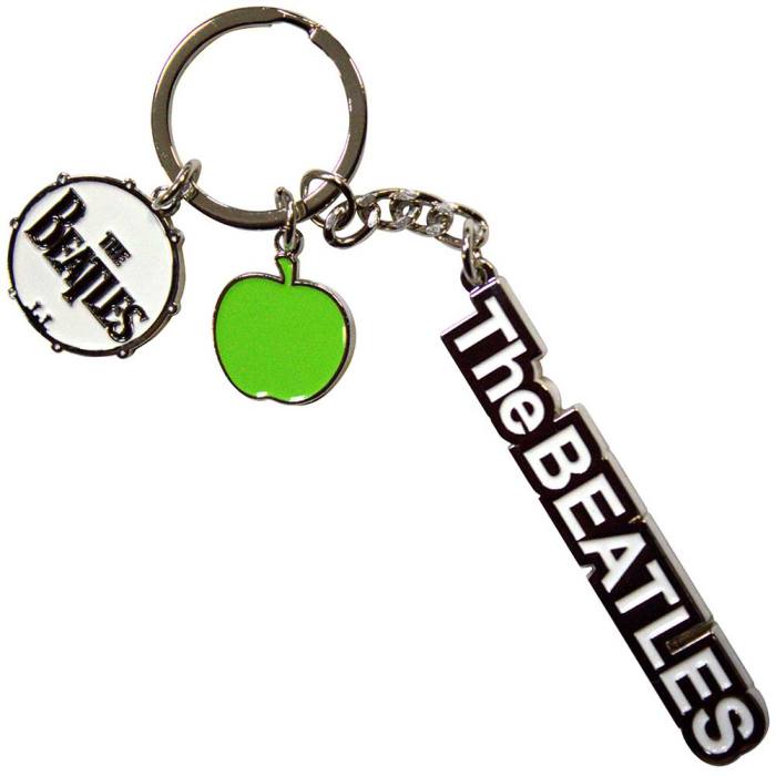 The Beatles Keychain: Text Logo Drop T Drum & Apple Charms 201790