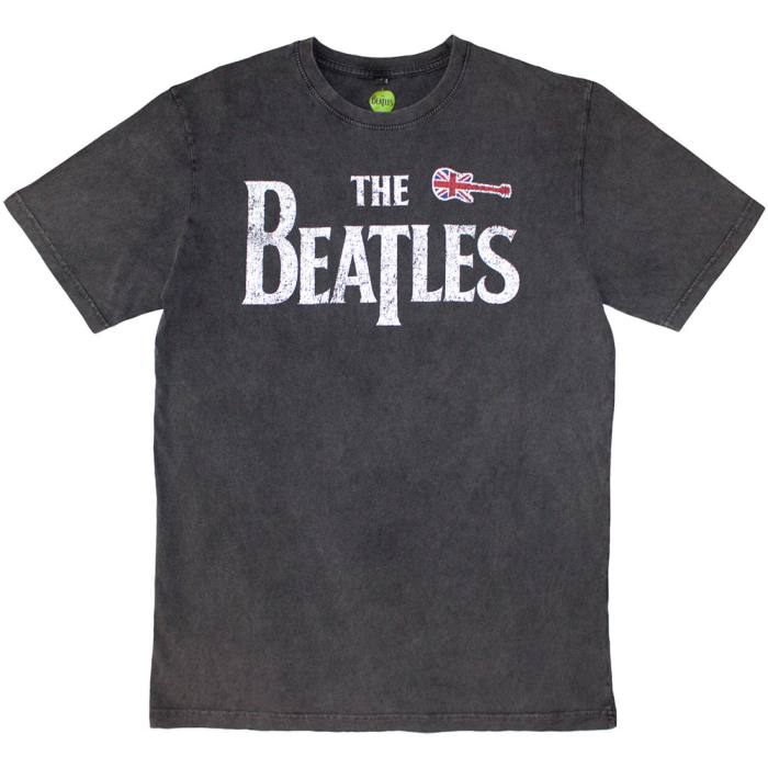 The Beatles Unisex Stone Wash T-Shirt: Guitar & Drop T 201853