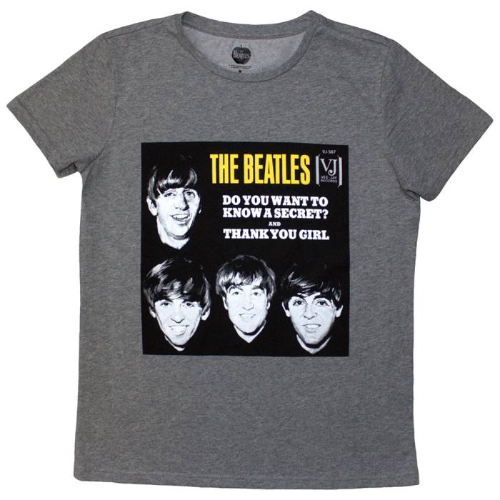 The Beatles Ladies T-Shirt: VJ Secret Sleeve (Grey) 201996
