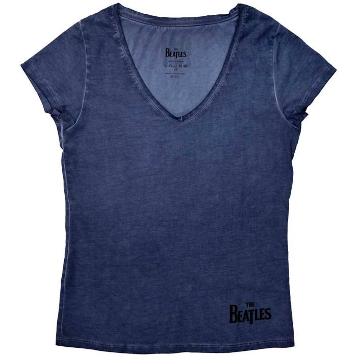 The Beatles Ladies T-Shirt: Corner Logo (Indigo Blue) 202078