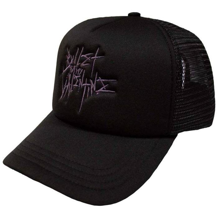 Bullet For My Valentine Unisex Kapa z Mrežico: Vijolični Logotip (Črna) 202104