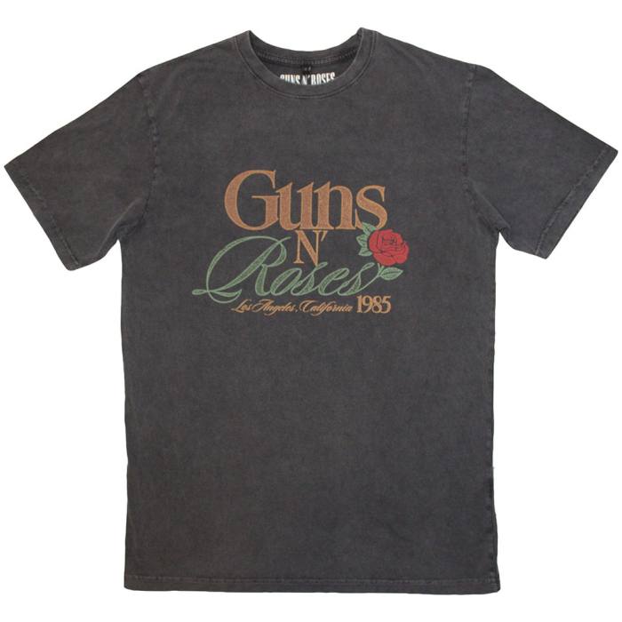Guns N' Roses unisex Stone Wash T-Shirt: California 1985 203478