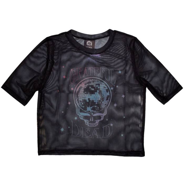 Grateful Dead Ladies Crop Top: Stealy Glitter Ball (Mesh) 203586