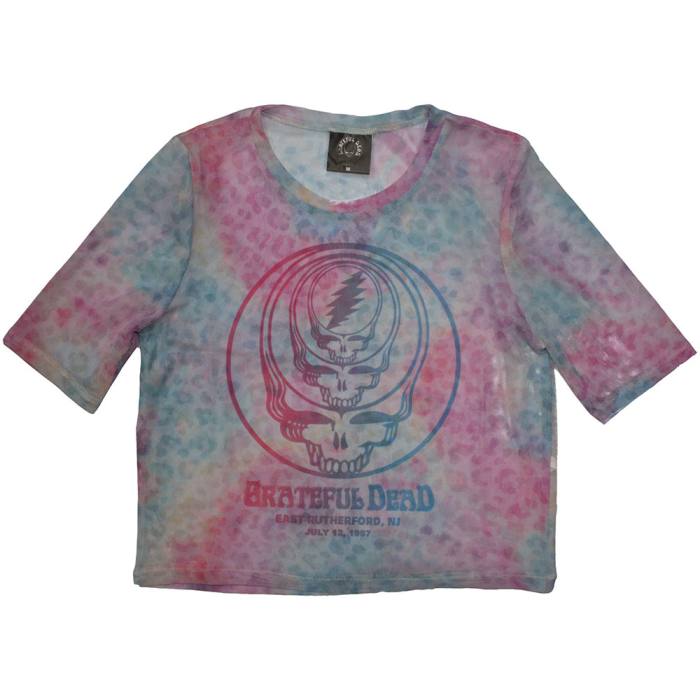 Grateful Dead Ladies Crop Top: Concentric Skulls (Mesh) 203602