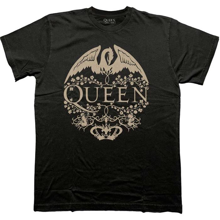 Queen Unisex T-Shirt: Floral Crest Mono 205458