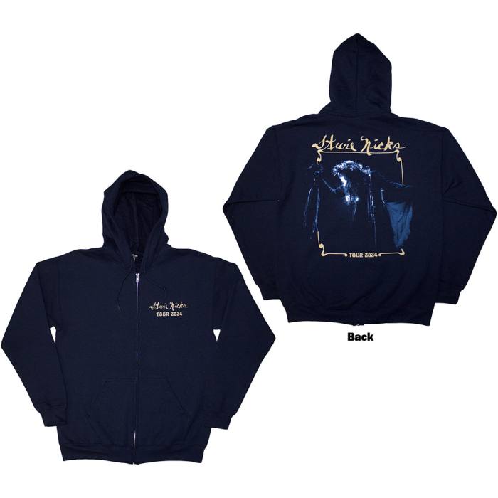 Stevie Nicks Unisex Zipped Hoodie Tour '24 Live Photo (Navy Blue, Back Print & Ex-Tour) 205976