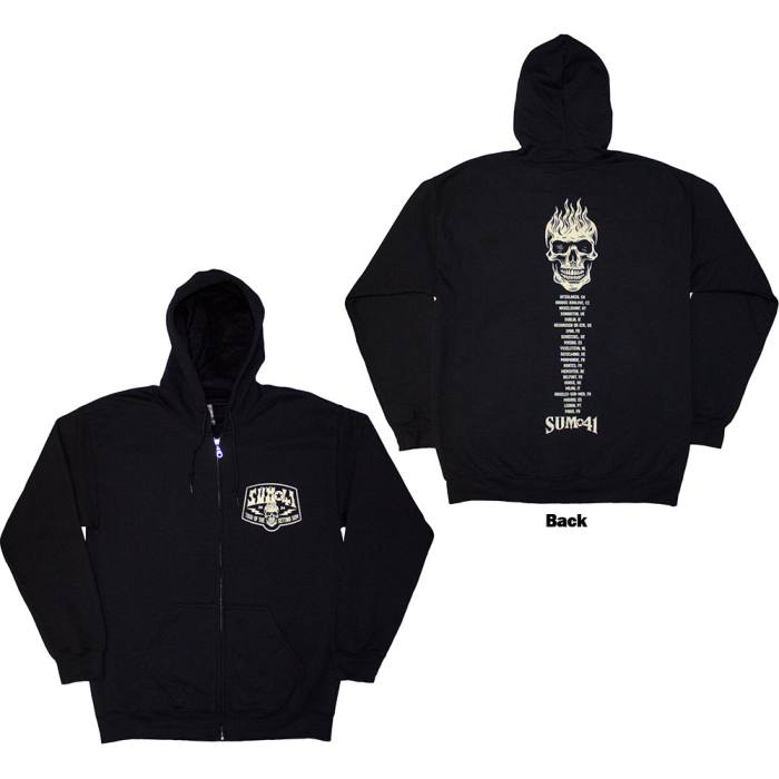 Sum 41 Unisex Zipped Hoodie: Tour '24 Pocket Logo & Skull Back 206225