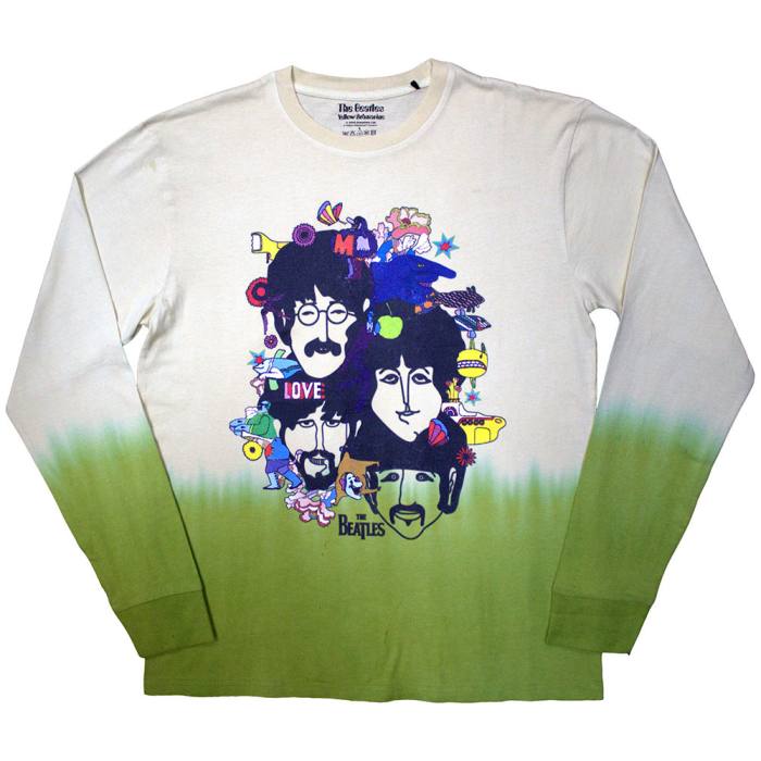 The Beatles Unisex T-Shirt z dolgimi rokavi: Yellow Submarine Heads Collage (Wash Collection) 206601