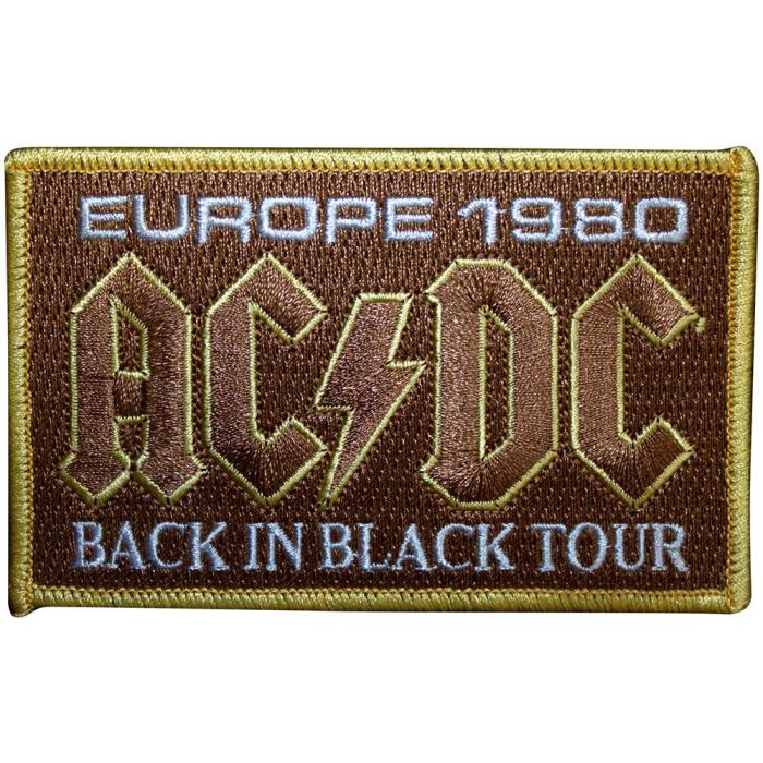 AC/DC Standard Patch: Europe 1980 Back In Black Tour 207601