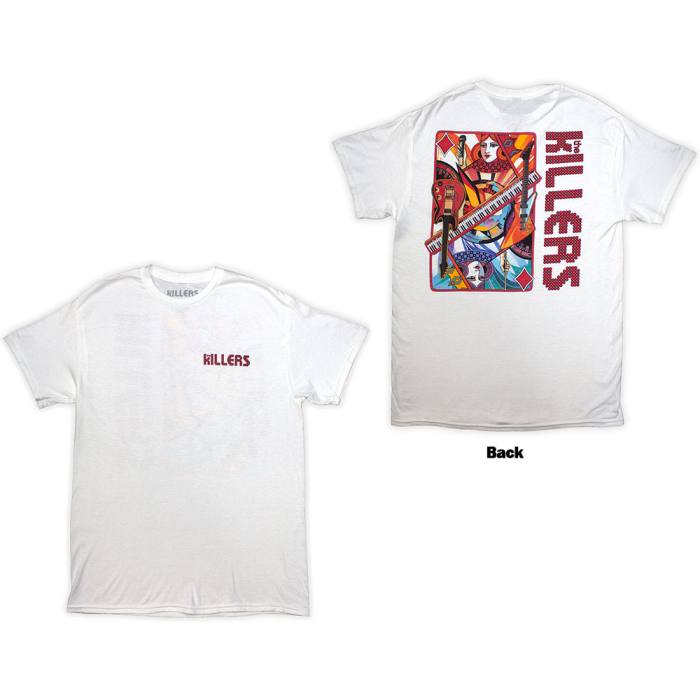 The Killers Unisex T-Shirt: Tour '24 Diamond Playing Card (White) (Back Print & Ex-Tour) 207661