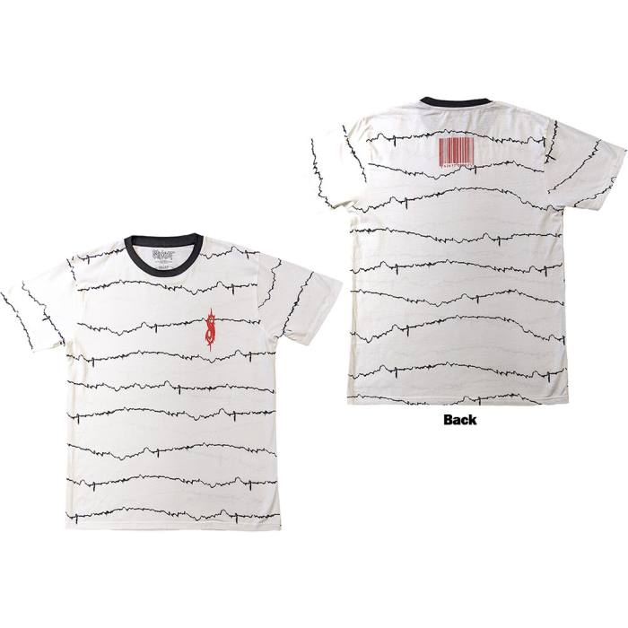 Slipknot Unisex Ringer T-Shirt The End, So Far Tribal-S & Barcode (bela, potisk spredaj in zadaj) 207968