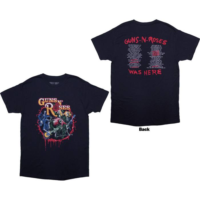 Guns N' Roses Unisex T-Shirt: Was Here (Navy Blue) (Back Print) Velikost L 233122