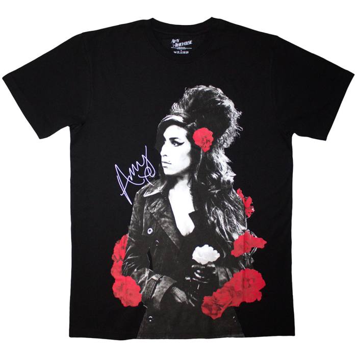 Amy Winehouse Unisex T-Shirt: Rose Portrait (Črna) 219853