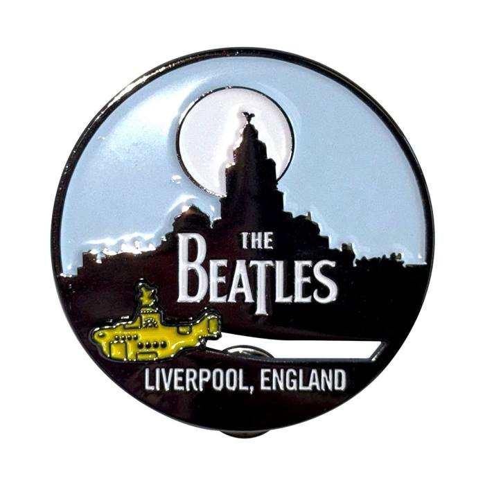 The Beatles Pin Badge: Liverpool Skyline & Yellow Submarine 219977